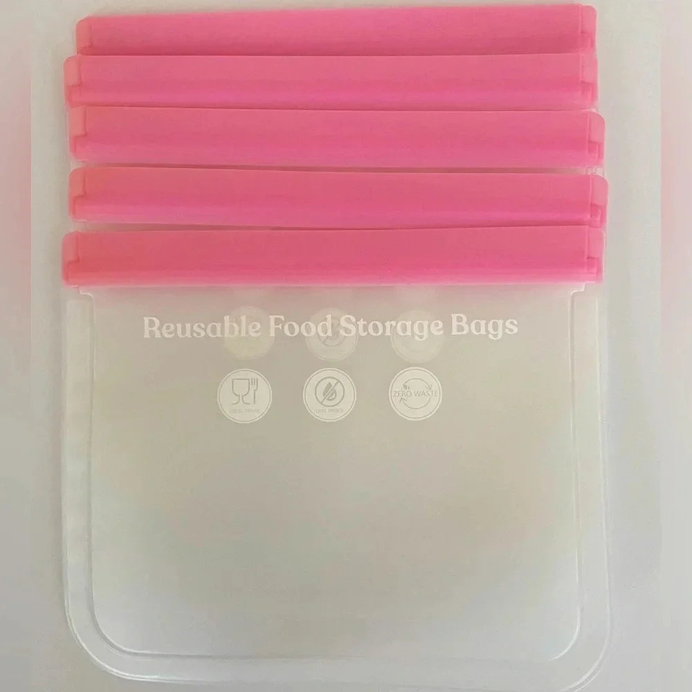 NEW Frosted with Accent Color 12 each Reusable Food Storage Bags